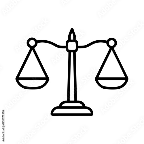 Minimalistic scales of justice icon - symbol of balance, law and fair trial in clean outline style