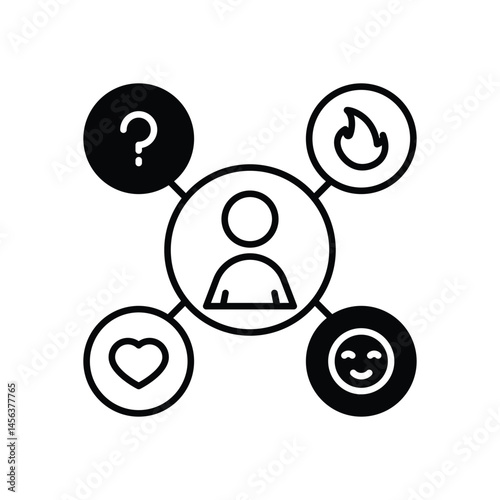 Multiple Personality vector icons stock illustration