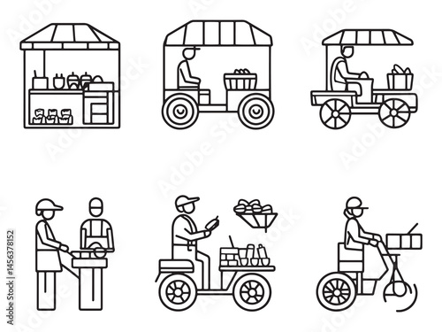 Street Vendor with Cart Serving Delicious Snacks to Passersby