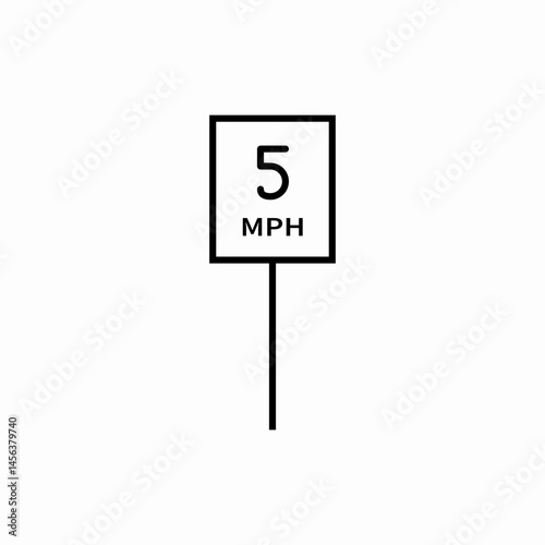 Speed limit five mph icon vector sign