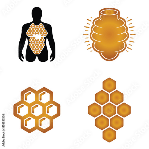A silhouette of honney comb body vector on a white background