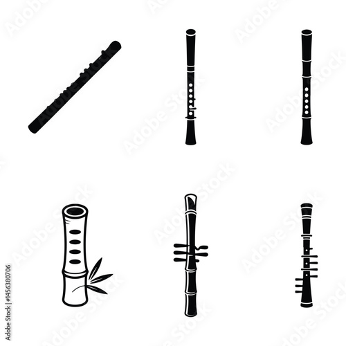 A silhouette of mouth organ Icon vector on a white background