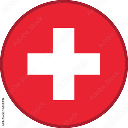 Red cross medical icon on white background. Medical sign isolated.