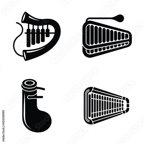 A silhouette of mouth organ Icon vector on a white background