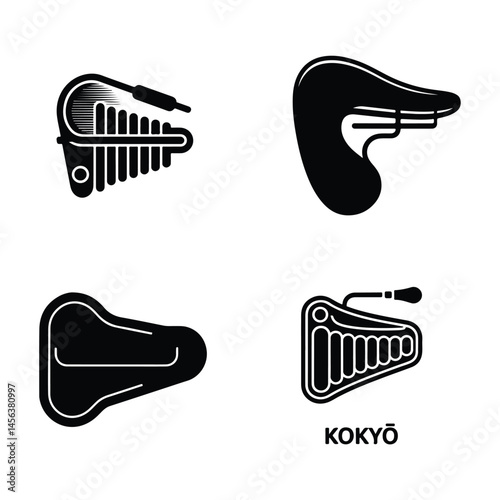 A silhouette of mouth organ Icon vector on a white background