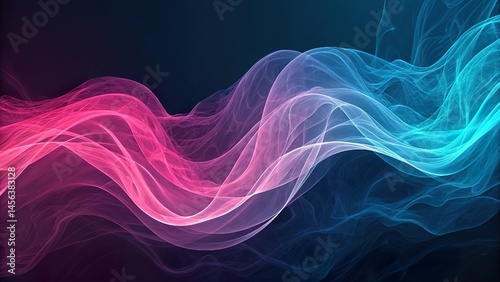 Smoke-like abstract waves in neon pink and blue.