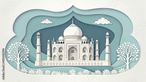 Smooth paper-cut effect with illustrated depth.