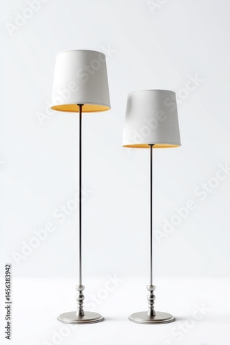 Wallpaper Mural Stylish floor lamps with white shades and metallic bases brighten a modern interior space in a well-lit room Torontodigital.ca
