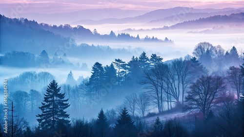Surreal abstract mist in calming blues and purples.