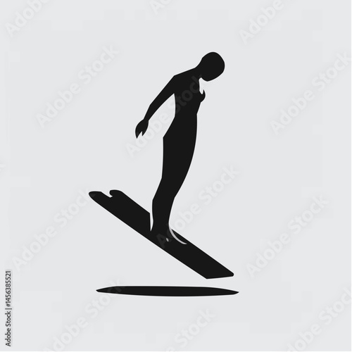 Icon of a Surfer Performing a Freestyle Move Against a Minimalist Background  