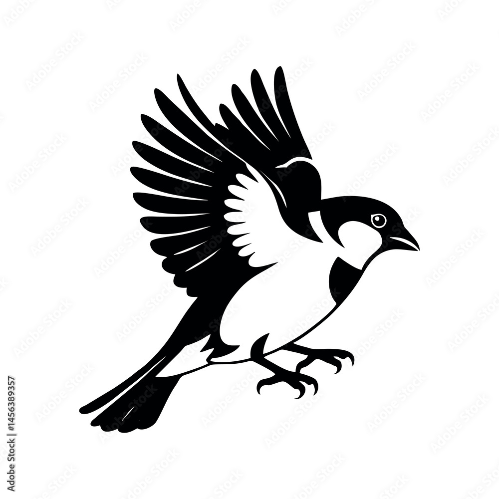 Fototapeta premium A small and charming sparrow sitting on a tree branch, displaying its soft brown and grey feathers. Known for its cheerful chirping and quick movements, this common bird adds beauty to gardens, parks