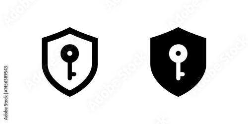 Vector icon set featuring shield key symbols, suitable for security and protection designs.