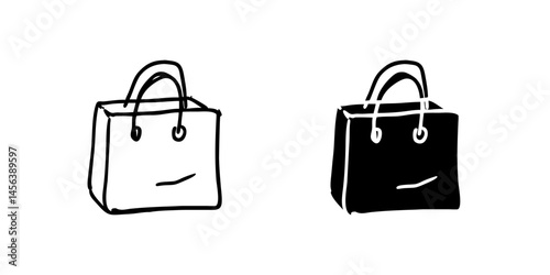Vector icon set depicting shopping bags, suitable for retail and shopping designs.