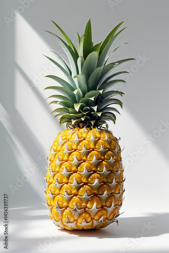 Pineapple on studio background, still life scene 
