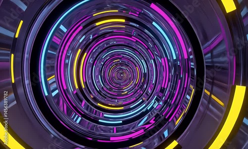 Sci-fi video of tunnel made of luminous moving lights stretching into forever with futuristic glowing intensity