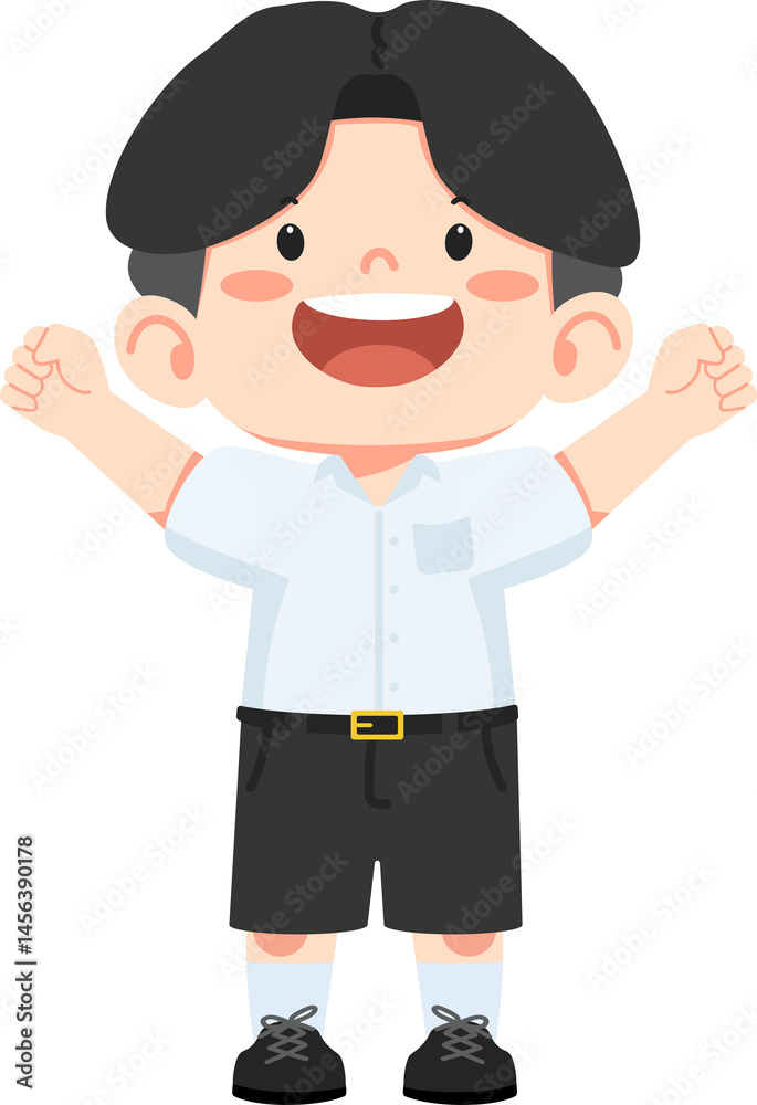 happy schoolboy raising his arms in the air cartoon happy schoolboy raising his arms in the air cartoon