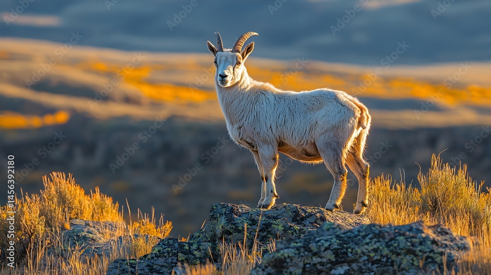 Obraz premium Majestic Goat on Rocky Hill