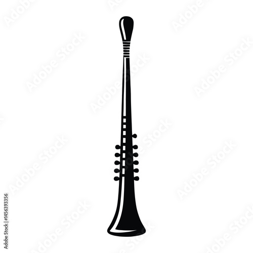 Duduk Armenian flute Silhouette, Vector, Illustration, Icon, Logo, White Background.