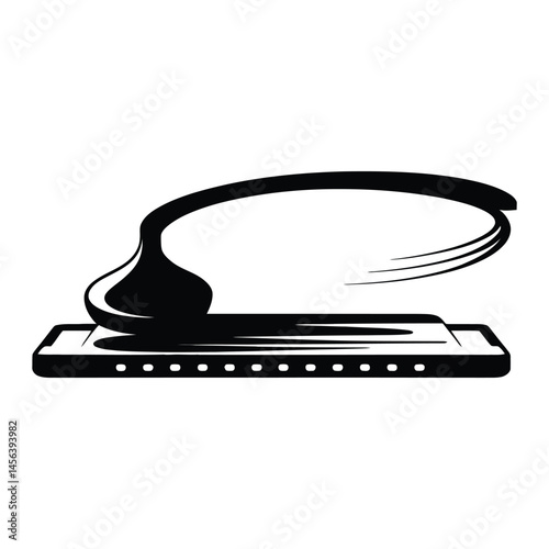 Glass harmonica Silhouette, Vector, Illustration, Icon, Logo, White Background.