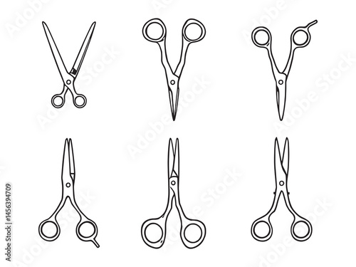 Surgical scissors line art icon clean sharp outline