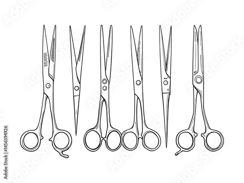 Surgical scissors line art icon detailed minimalist design