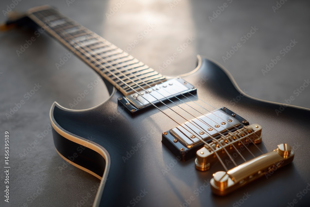 Fototapeta premium Black Electric Guitar Close Up