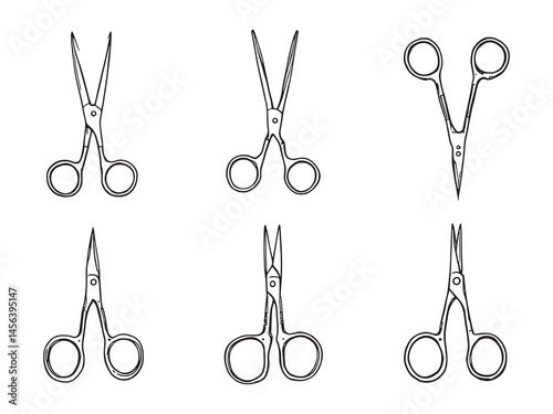 Surgical scissors line art icon simple vector illustration