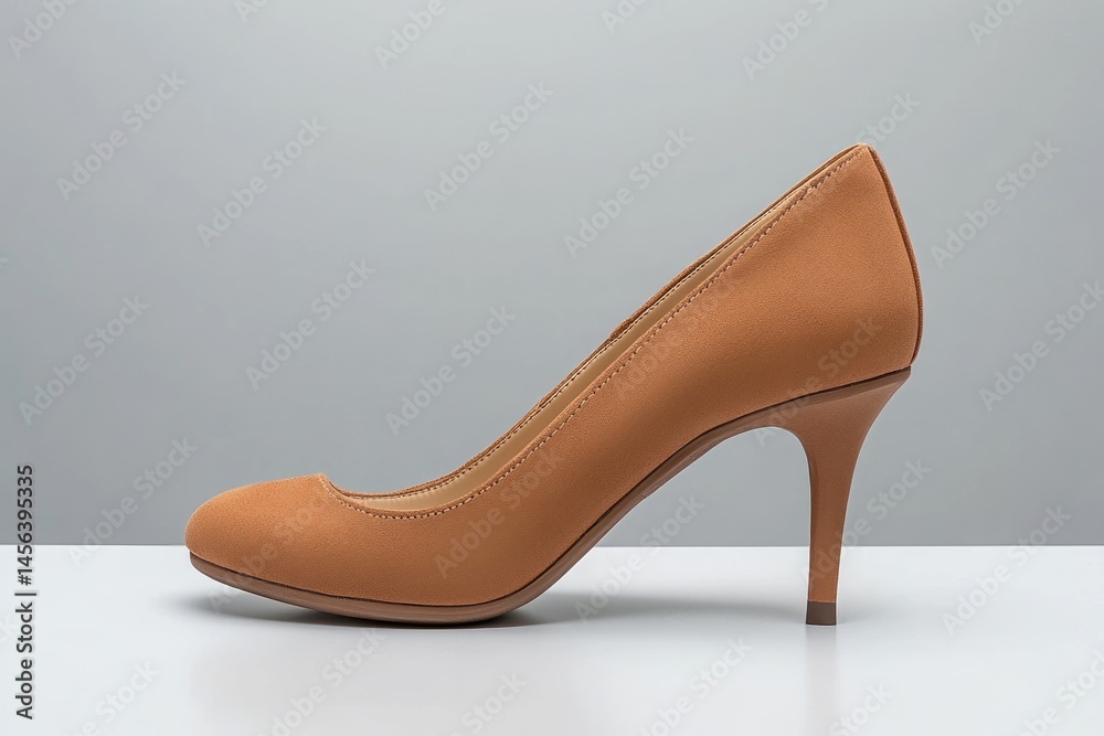 Obraz premium Single light brown heeled women's shoe