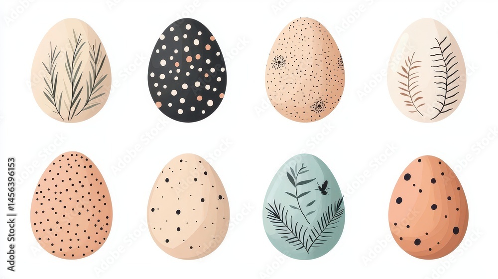 minimal Easter egg set clipart, decor element, modern vector illustration, soft colors, isolated on white background minimal Easter egg set clipart, decor element, modern vector illustration, soft colors, isolated on white background