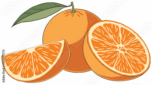 Vector Fresh oranges with vibrant color and juicy segments, showcasing their natural appeal and health benefits