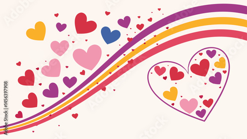 Vector Colorful hearts create vibrant and cheerful background, perfect for celebrating love and affection