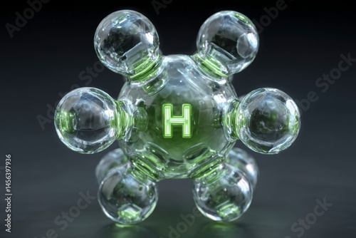 Wallpaper Mural 3D Modeling of Green Hydrogen H2 Molecule for Future Energy Torontodigital.ca