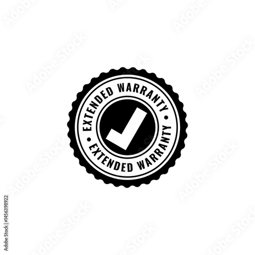 Extended Warranty Black Icon Vector Symbol.