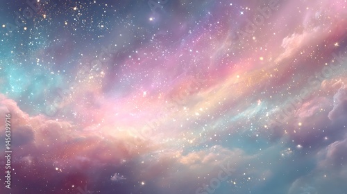 Dreamy pastel galaxy with ethereal light sparkles
