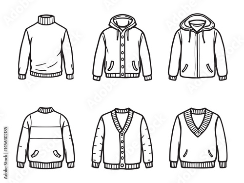 Sweater line art icon stylish seasonal outfit drawing