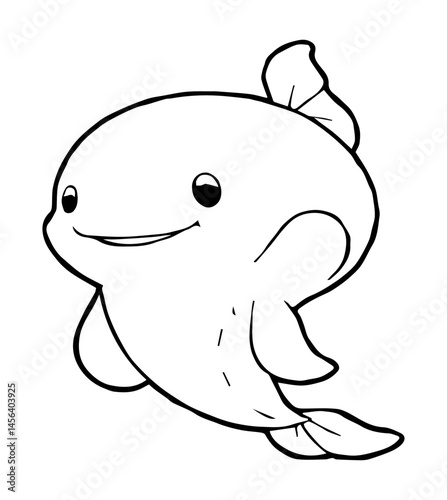 Delightful plump cetacean with charming smile poised for a deep sea journey