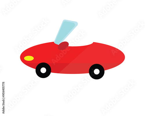 Red toy car on white background