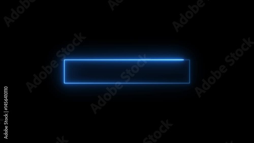 Glowing Neon Line rectangle Text box animation, Abstract  neon glowing line frame, animated moving led light screen box  on black background, Light Rectangle Stroke Line Frame Banner Animation 
