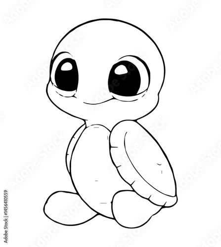 Sweet turtle sits eyes big shell detailed