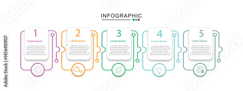 5 Step Infographics Design Template - Graph, Pie chart, workflow layout, squire diagram, brochure, report, presentation, web design Editable Vector	
