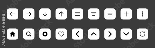 isolated Interface Icon on black background ,ToolBar Button, toolbar icon set,
