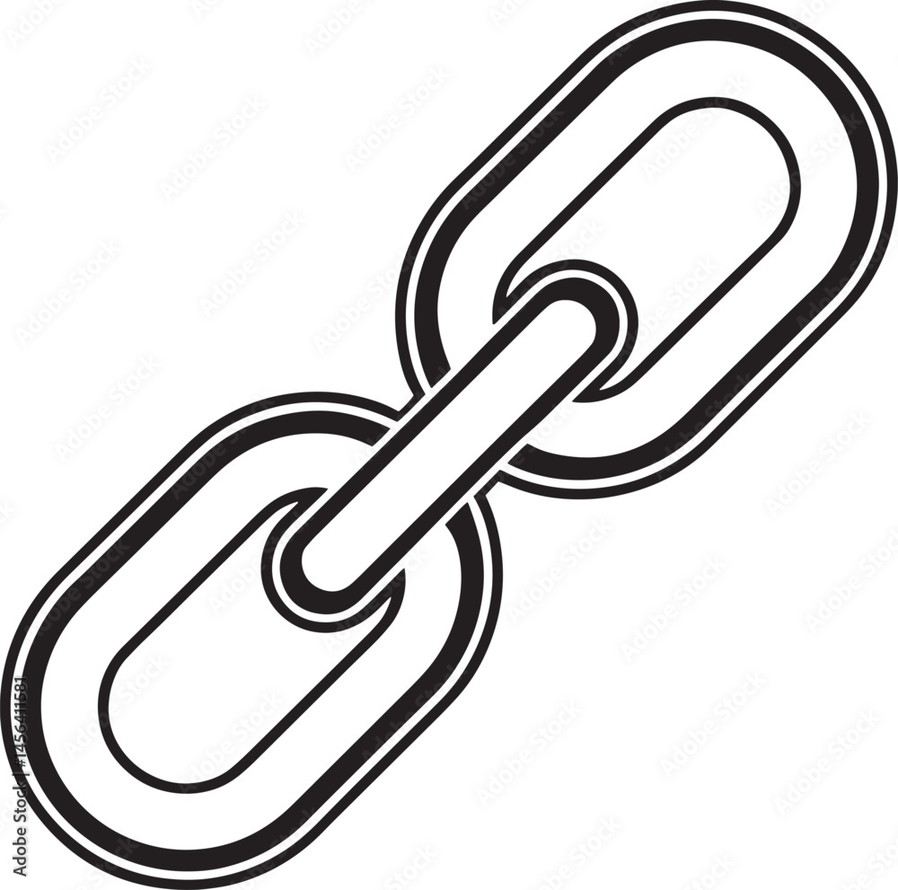 Vector Chain Link Icon in Black and White Outline Style Vector Chain Link Icon in Black and White Outline Style