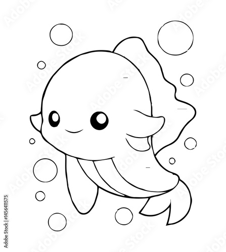 Whimsical Fish Escapade A bubbly cartoonish fish navigates a watery world