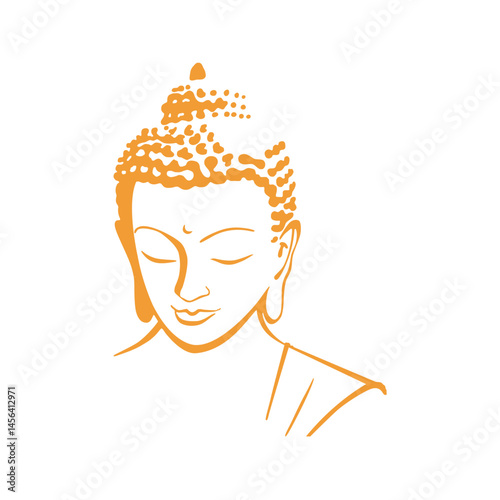 Buddhist holy day celebrating Siddhartha Gautama White flower adorned Buddha statue on blue backdrop Mental well being and meditation theme Soft focus room for text
