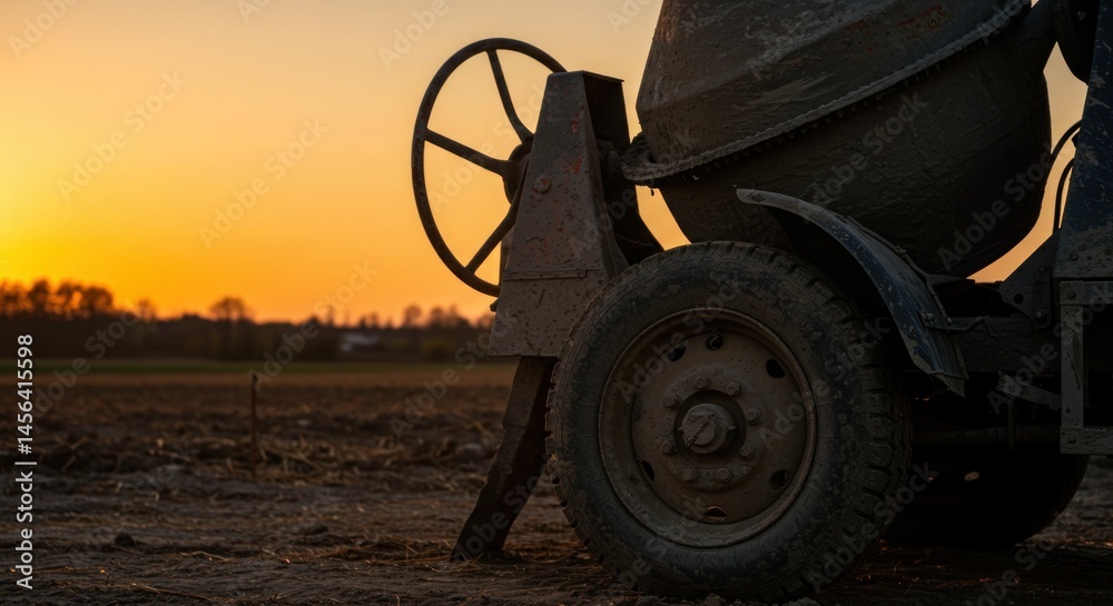 Naklejka premium Concrete Mixer at Sunset (Photos)
