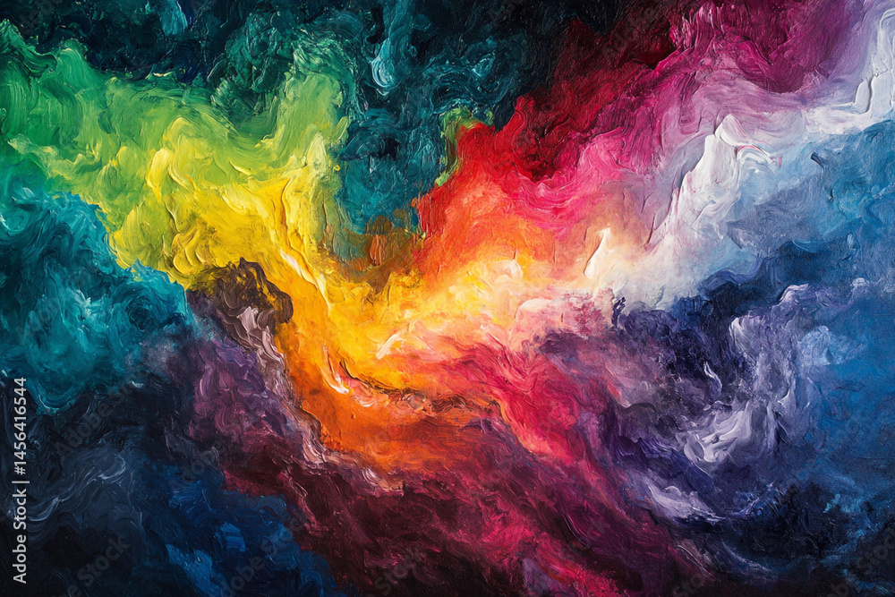 Vibrant abstract painting colorful swirls of paint texture art canvas Vibrant abstract painting colorful swirls of paint texture art canvas