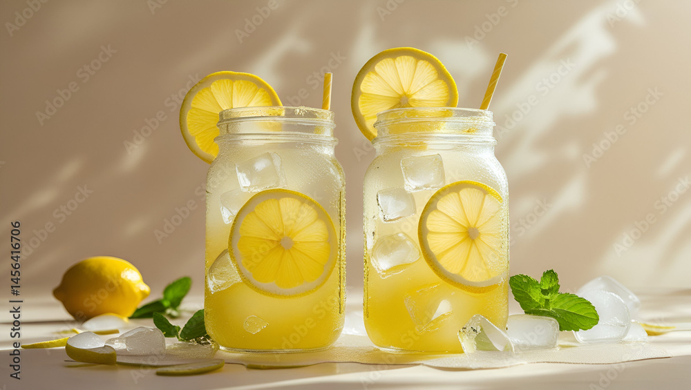 refreshing summer scene feat lemons juice ai genrative