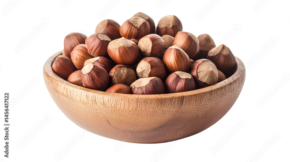 Fototapeta premium Hazelnuts in Bowl Isolated on White Background for Food Photography