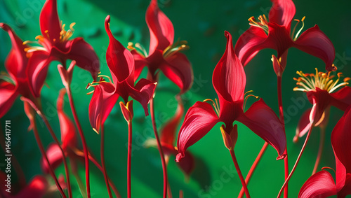 Obraz na płótnie longstemmed red flowers with delic ai genrative w salonie