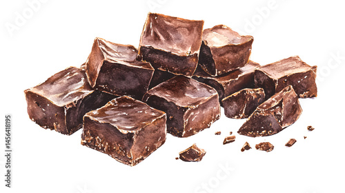 Delicious Watercolor Chocolate Fudge Illustration for Creative Projects